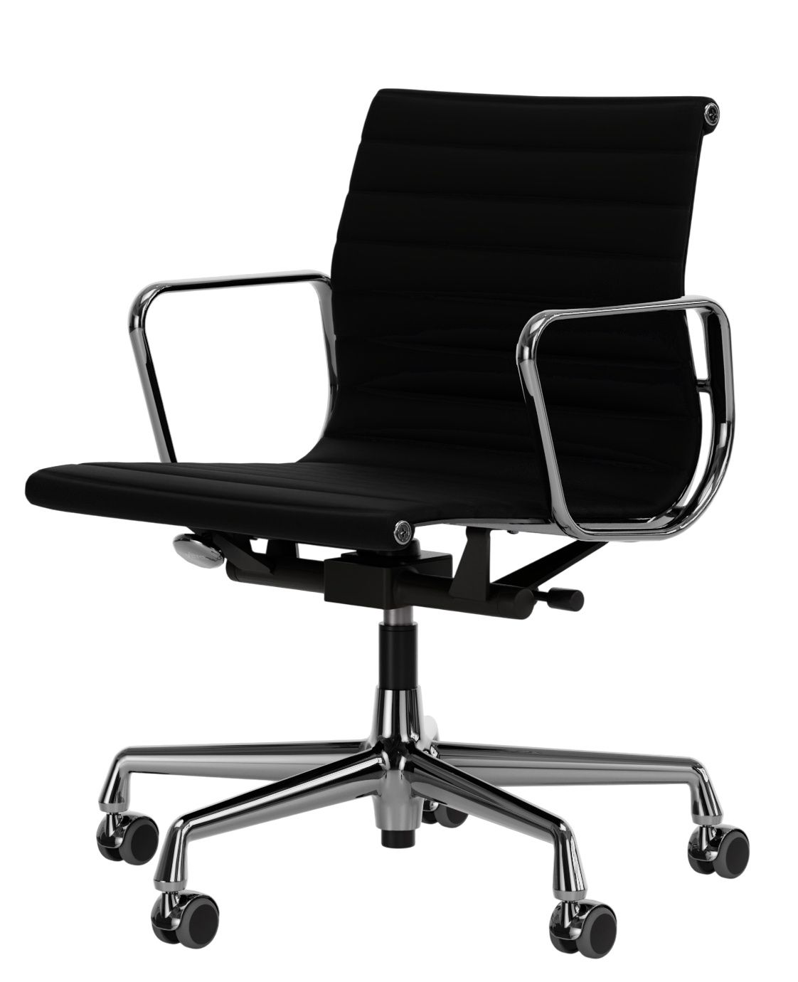 Aluminium Chair EA 118 / EA118 Stuhl Leder Premium Nero Vitra